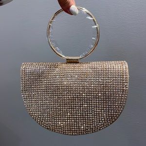 NWT Rose Gold and pink crystal clutch/ evening bag